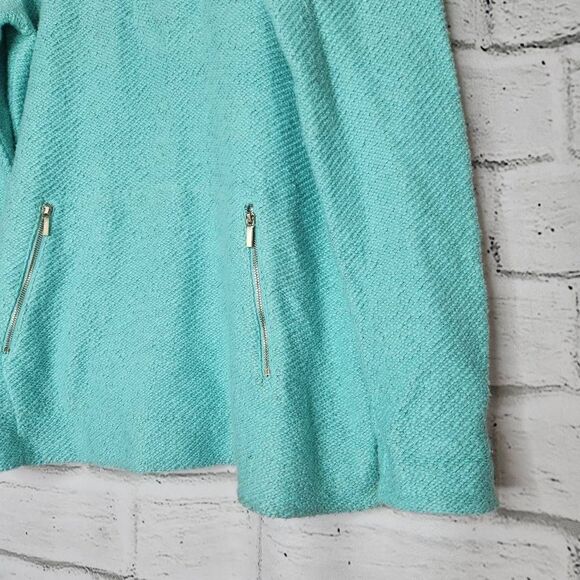 Soft Surroundings Knit Westport Zip Pockets 1/4 Zip Pullover Sweater Teal Large - Picture 5 of 14